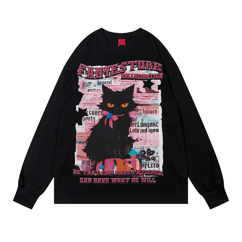 Vintage Usa Shirt Pussy Print Long Sleeve T-Shirt oversize