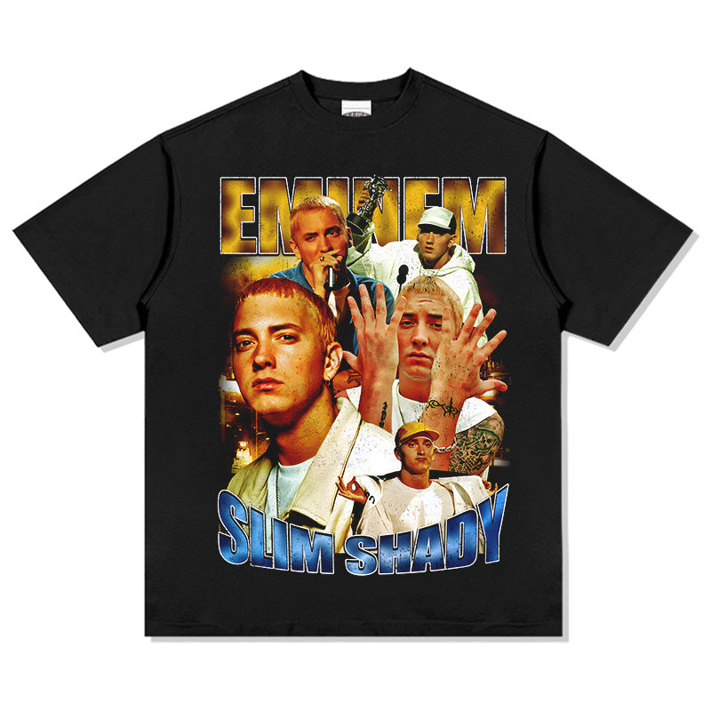 Cool t rapper vintage Eminem Eminem print hip hop short sleeve t-shirt