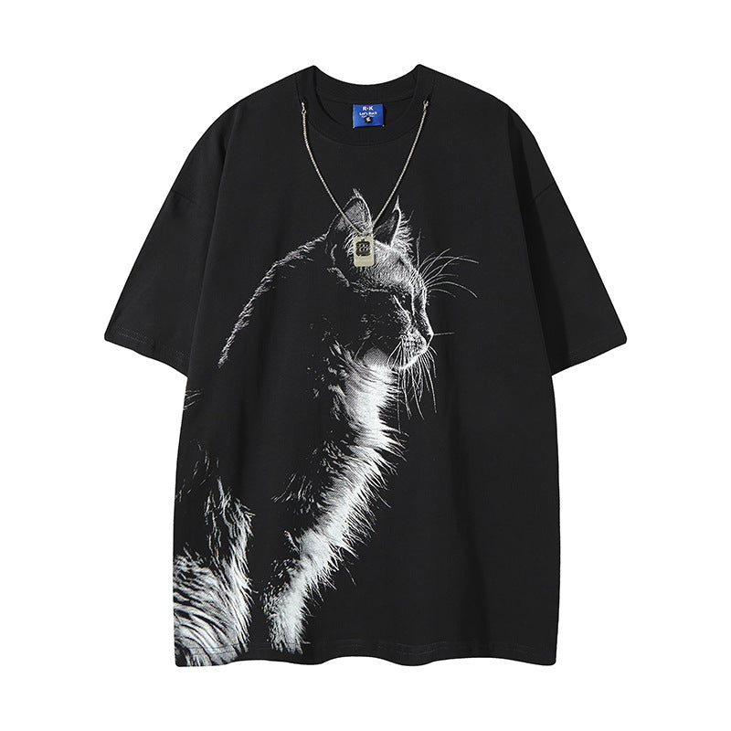 Nyc T Shirt Cat Necklace Short Sleeve T-Shirt Summer Top