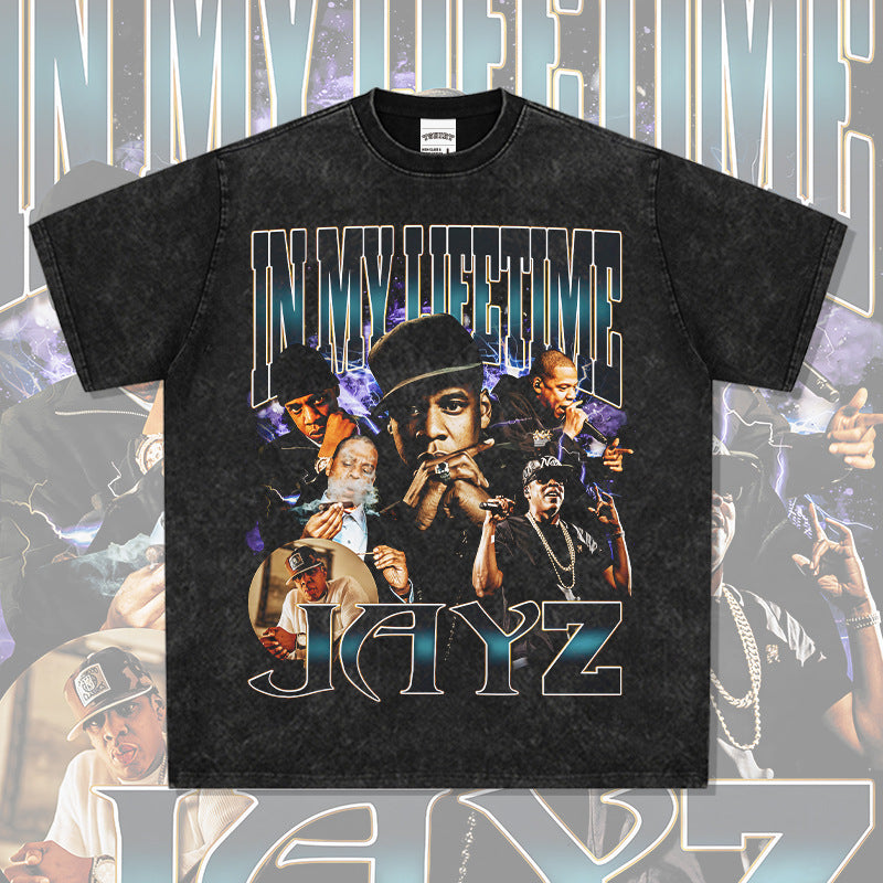 Marcas streetwear usa vintage hip hop jay-z print short sleeve t-shirt