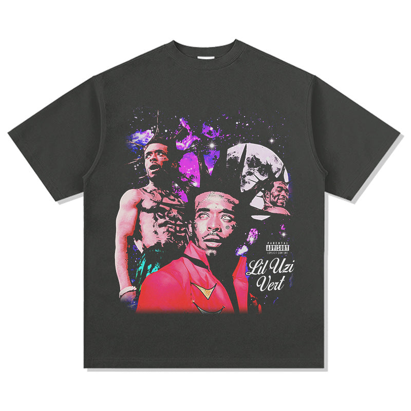 Outfit streetwear retro hip hop Lil Uzi Vert print short sleeve t-shirt