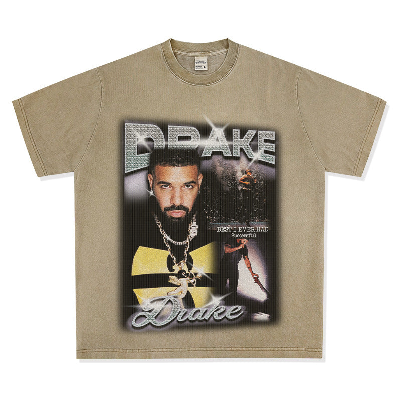 Streetwear masculino Drake print hip hop short sleeve T shirt