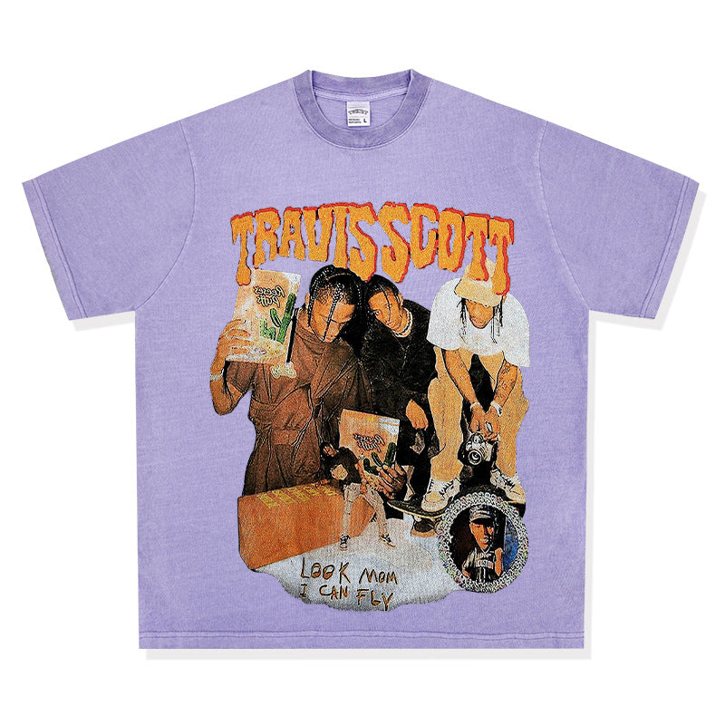 New york hip hop shop hip hop travis scott print long sleeve short sleeve t-shirt