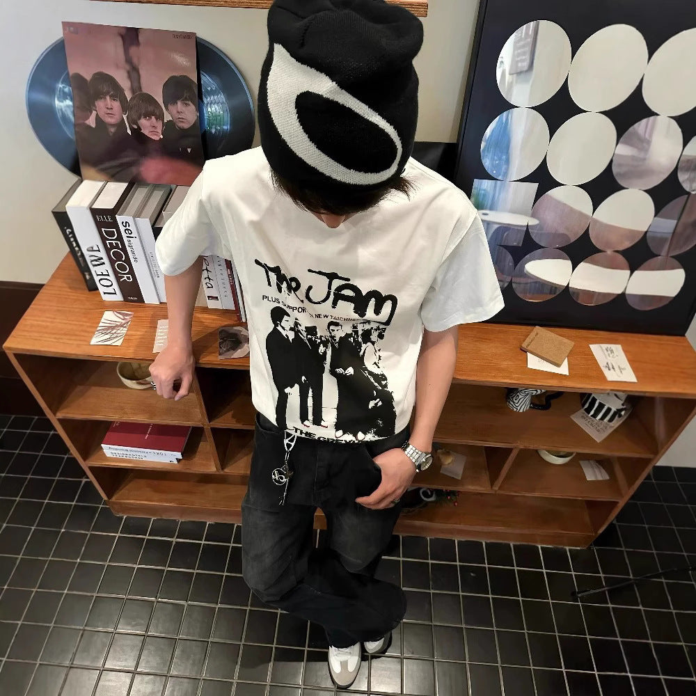 Streetwear Eua t shirt vintage portrait thejam band short wide short sleeve t-shirt