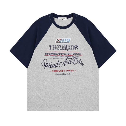 USA Vintage T-Shirt Contrast Letter Printing Pure Cotton Men's and Women's Summer Loose