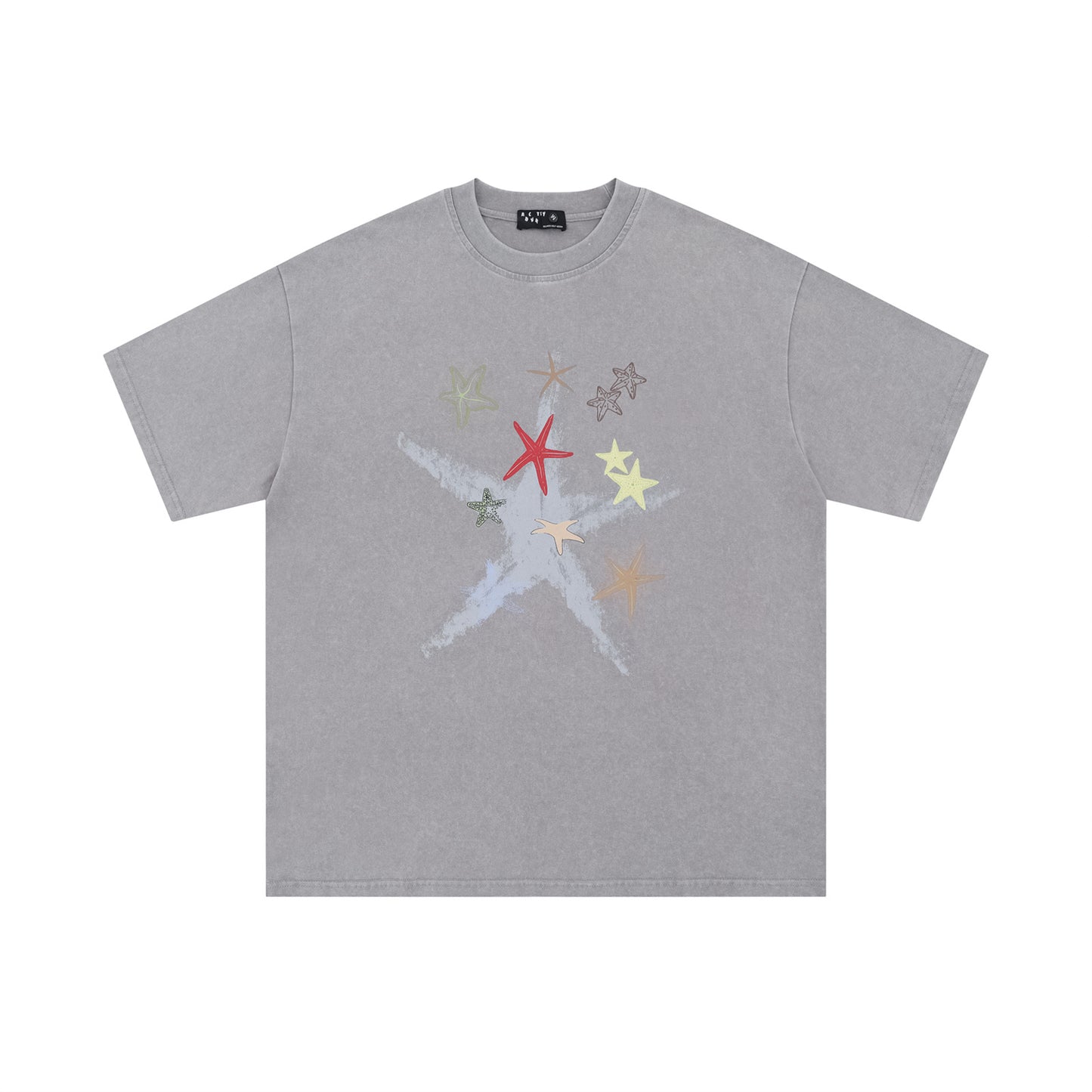 USA Vintage T-Shirt Washed Starfish Print Puppy Male Summer