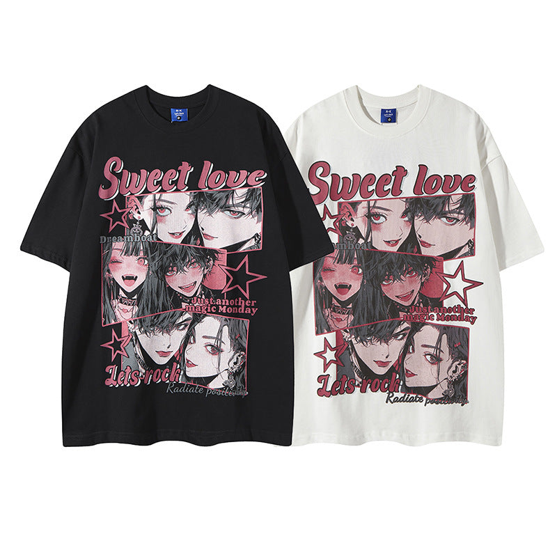 Nyc T Shirt Vintage Cartoon Comic Print Short Sleeve T-Shirt
