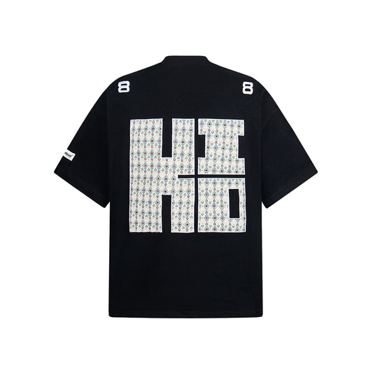Camisas Retros Vintage Embroidered Alphabet Loose Short Sleeve T-Shirt