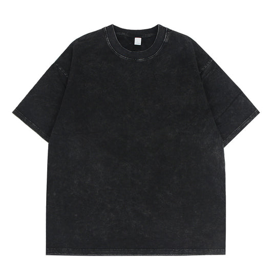 Vintage T Shirts Hip Hop Wash Old Short Sleeve T-Shirt Loose Vintage Oversize
