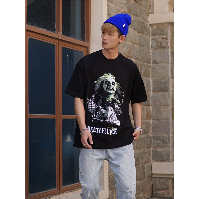 Film Star T Shirt Cotton Short Sleeve Loose Nostalgic American Retro T-shirt Men and Women