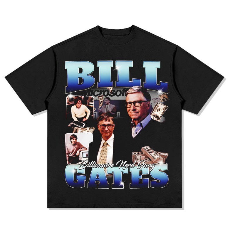 Cool t rapper bill gates print short sleeve t-shirt Vintage