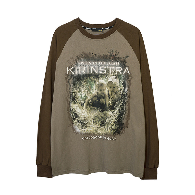 Vintage T Shirts Hip Hop Long Sleeve T-Shirt Vintage Loose Oversize Top