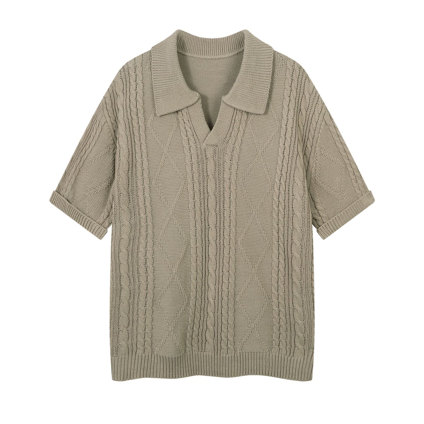 Hustle vintage knitted t-shirt short-sleeved polo shirt lapel