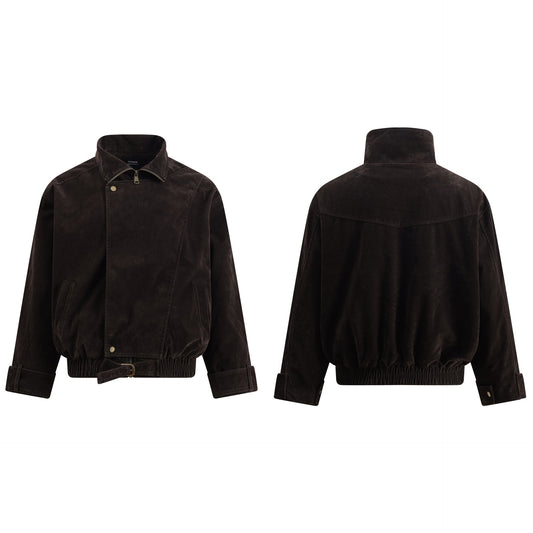 Unisex Down Jacket Autumn Vintage Suede Cotton Jacket