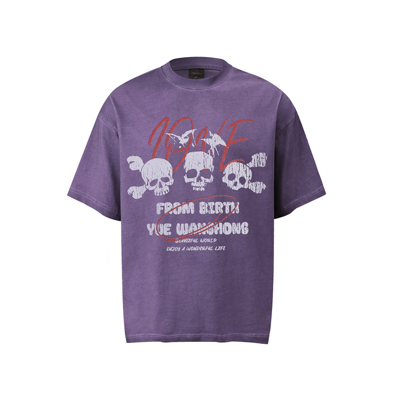 Hip hop clothing new york summer hip hop skull t-shirt short sleeve