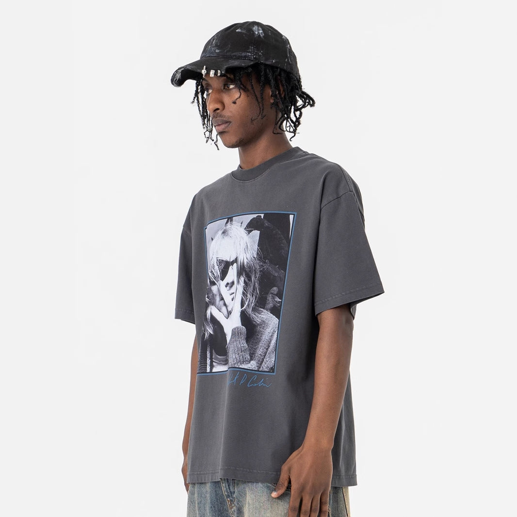 Vintage 90s Hip Hop Clothing Portrait Print Summer Vintage Short Sleeve T-Shirt