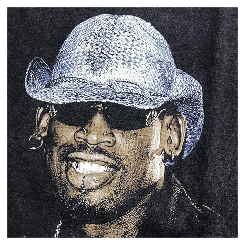 New york hip hop shop dennis rodman star avatar retro print short sleeve t-shirt