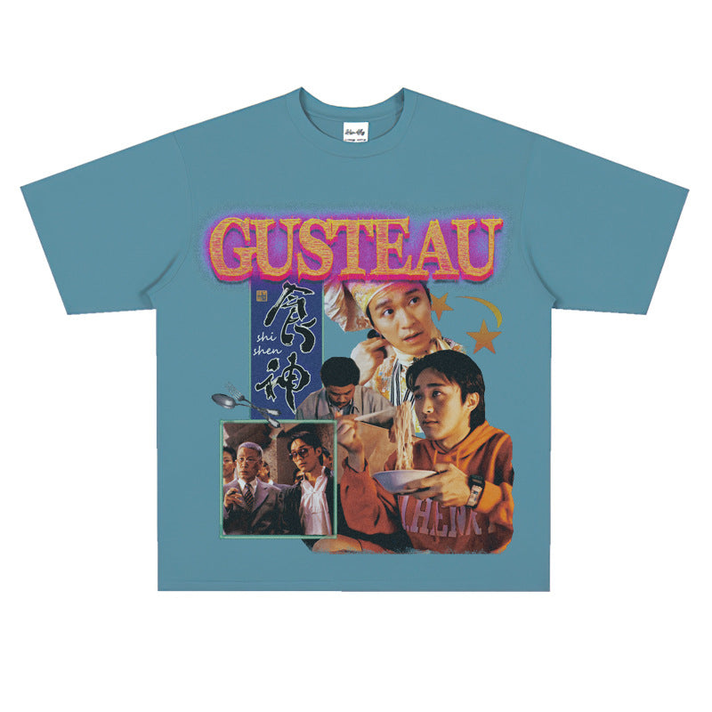 Film Star T Shirt Classic Movie Zhou Xingchi Short Sleeve American Retro T-shirt Men and Women