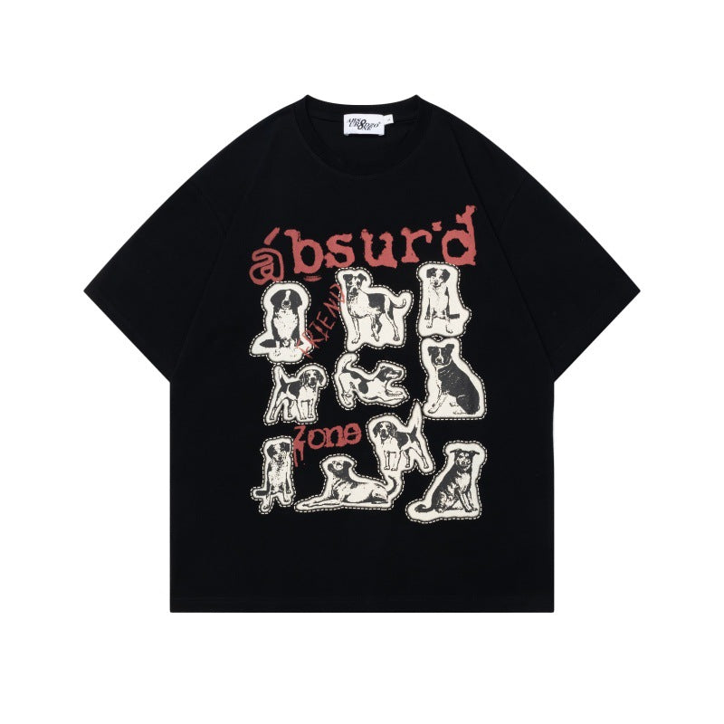 Camisetas streetwear Summer Vintage Puppy Letter Print Casual Short Sleeve T-Shirt