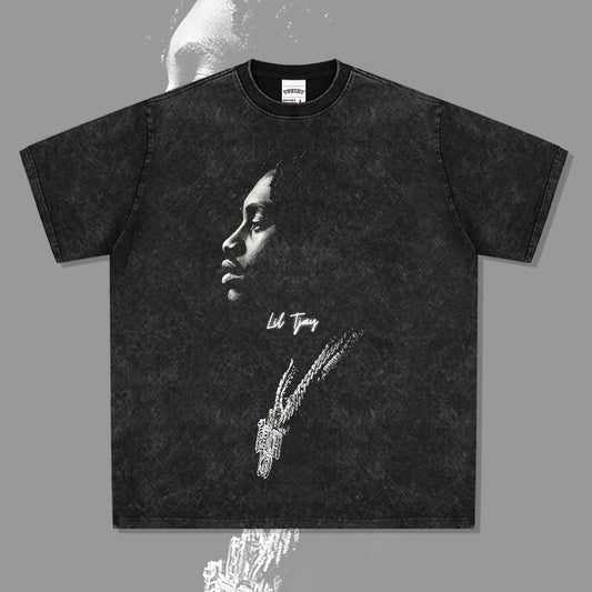 Cool t rapper Vintage Lil Tjay Print Short Sleeve T-Shirt