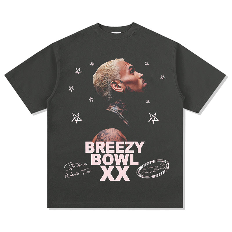 New york hip hop shop vintage hip hop Chris Brown print short sleeve t-shirt