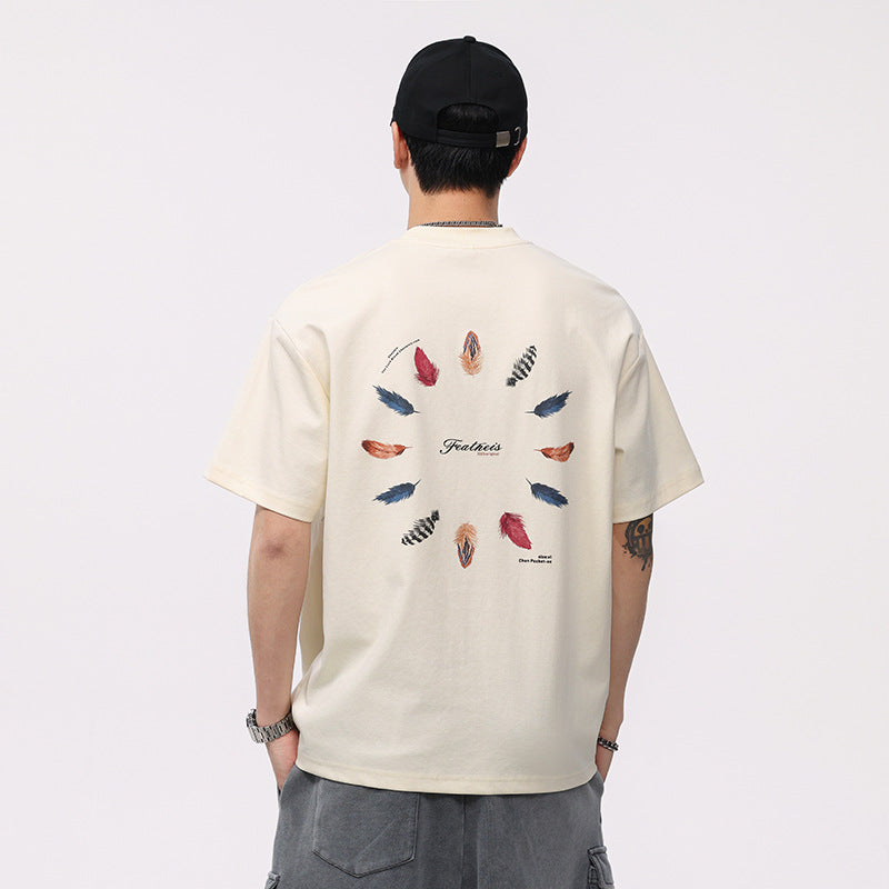 Men T-shirts Vintage Short Sleeve Men's Summer Print Bottom Shirt