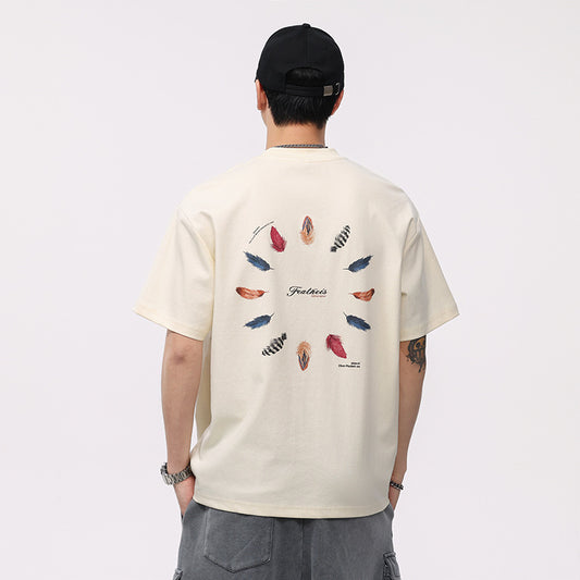 Men T-shirts Vintage Short Sleeve Men's Summer Print Bottom Shirt