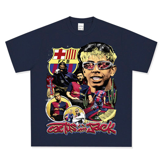 Outfit streetwear vintage barça x travis scott front print short sleeve t-shirt