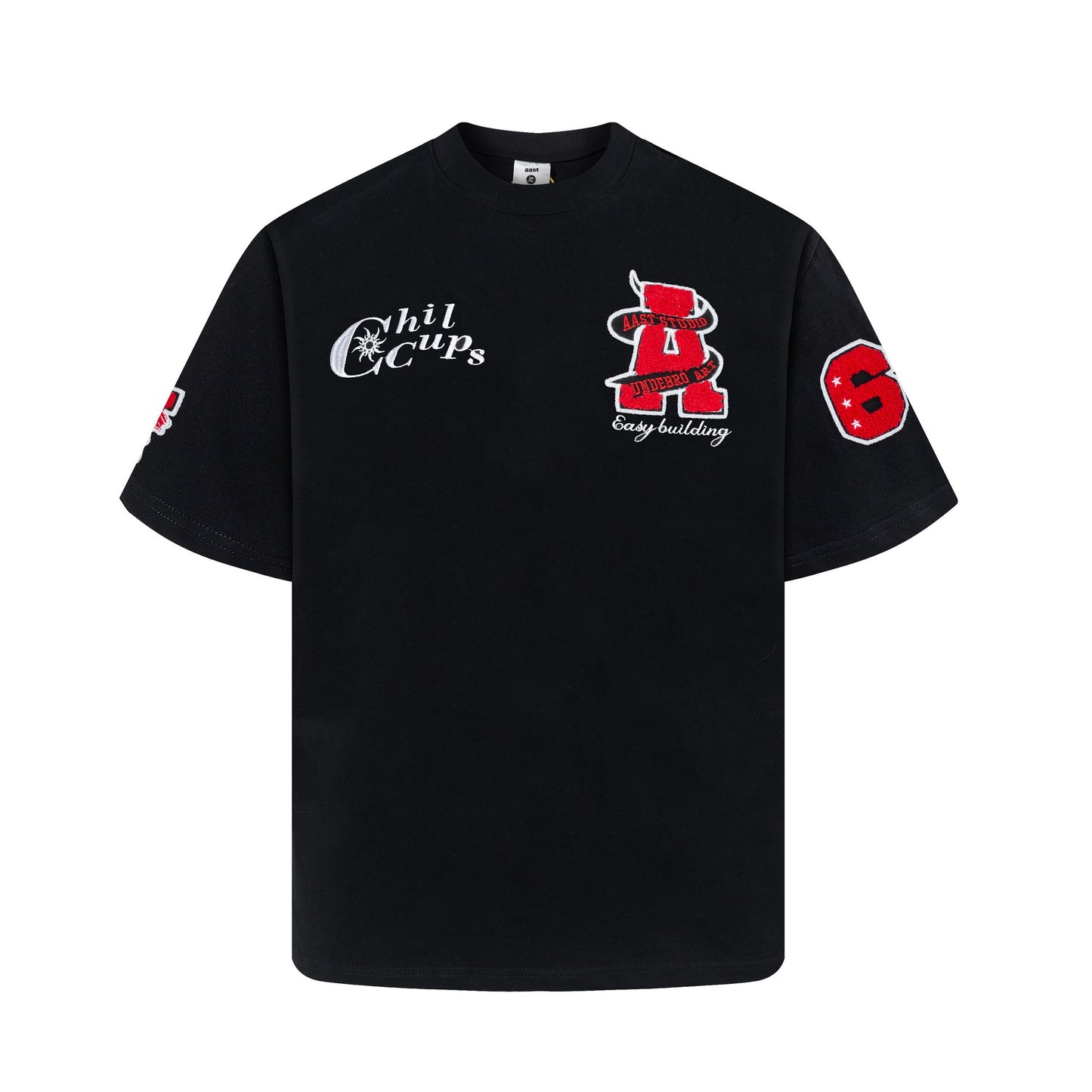 Hip Hop Clothing Summer Short Sleeve Vintage Embroidered T-Shirt Short Sleeve
