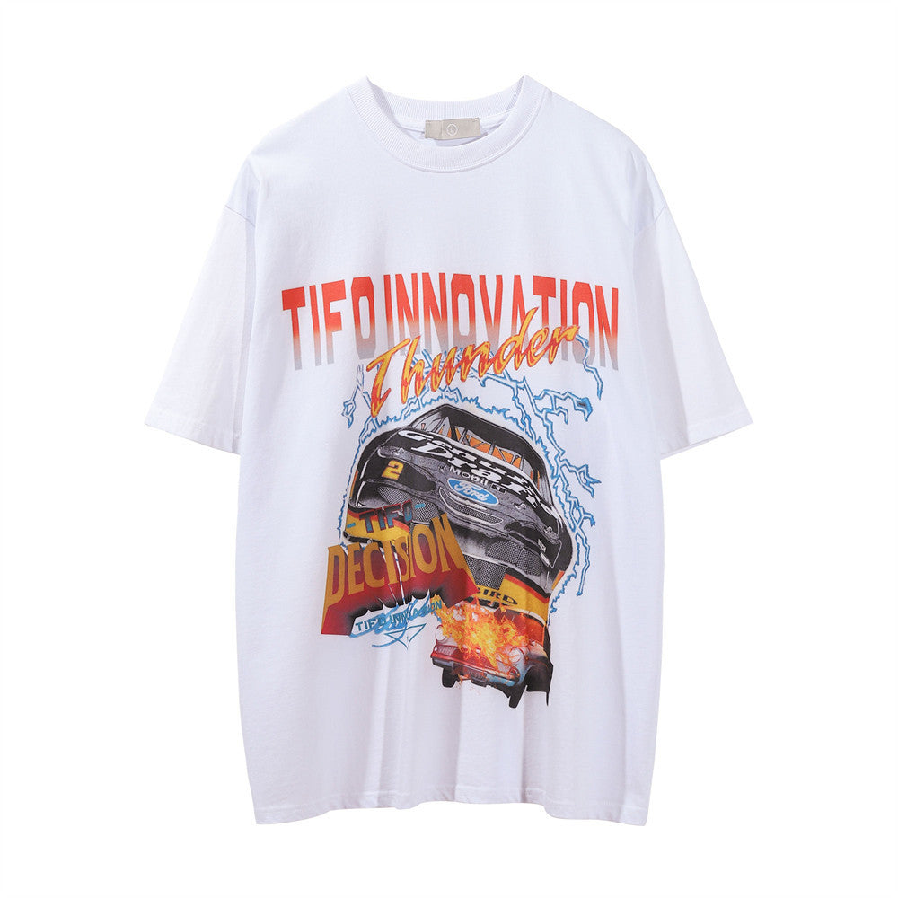 Racing oversized t shirt short sleeve t-shirt, summer