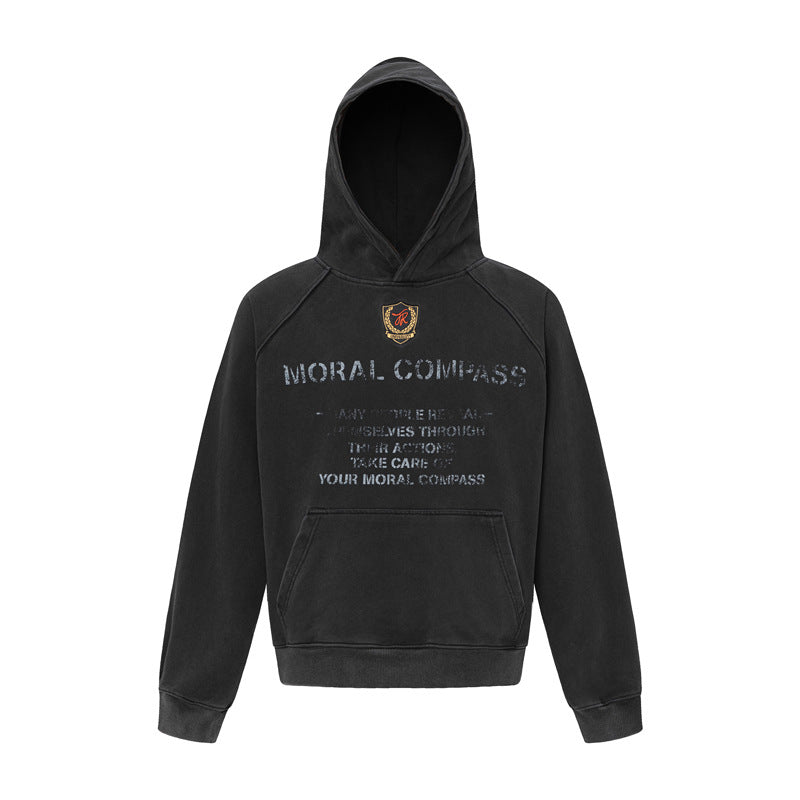 Streetwear Hoodie Vintage Make Old Alphabet Print Hooded Sweater Hip Hop Oversize