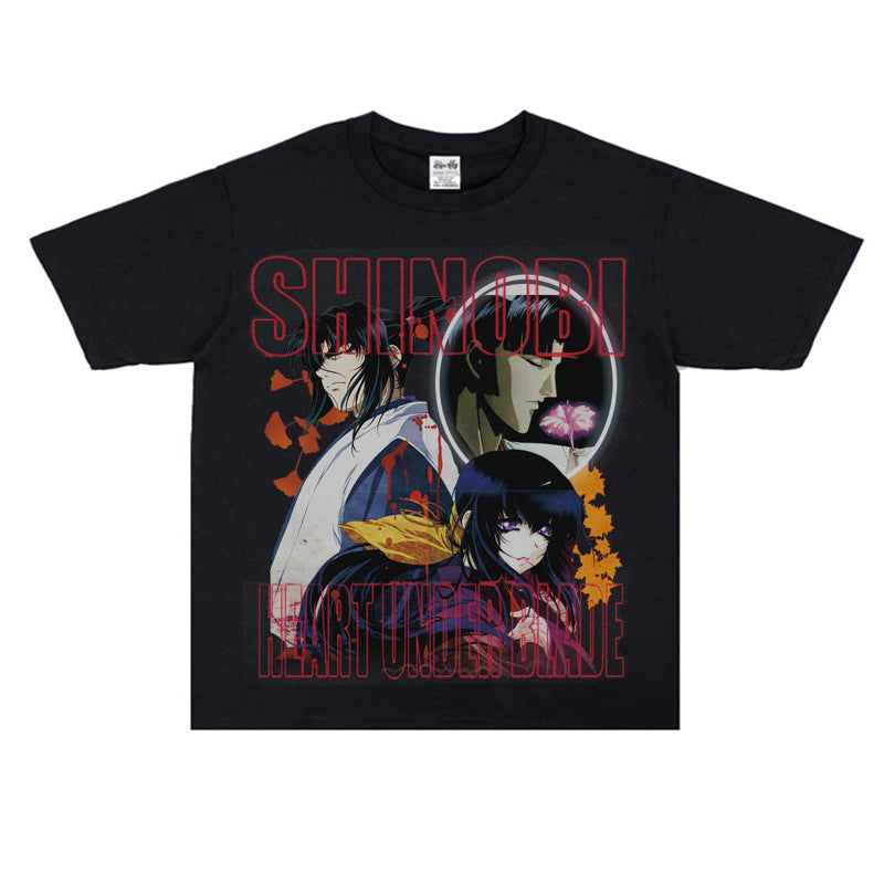 Film Star T Shirt Cartoon Anime Movie Jia He Fa Ren Post Loose Retro Street Cotton T-shirt