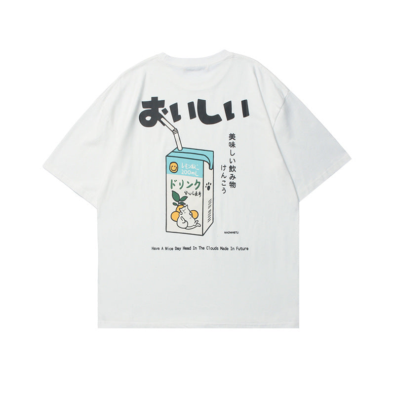 Vice streetwear Vintage Alphabet Print T-Shirt Summer Crew Neck Loose Short Sleeve T-Shirts