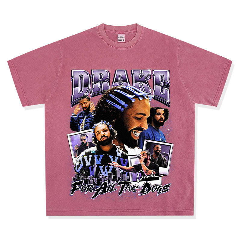 Cool t rapper vintage drake DRAKE print short sleeve t-shirt Vintage