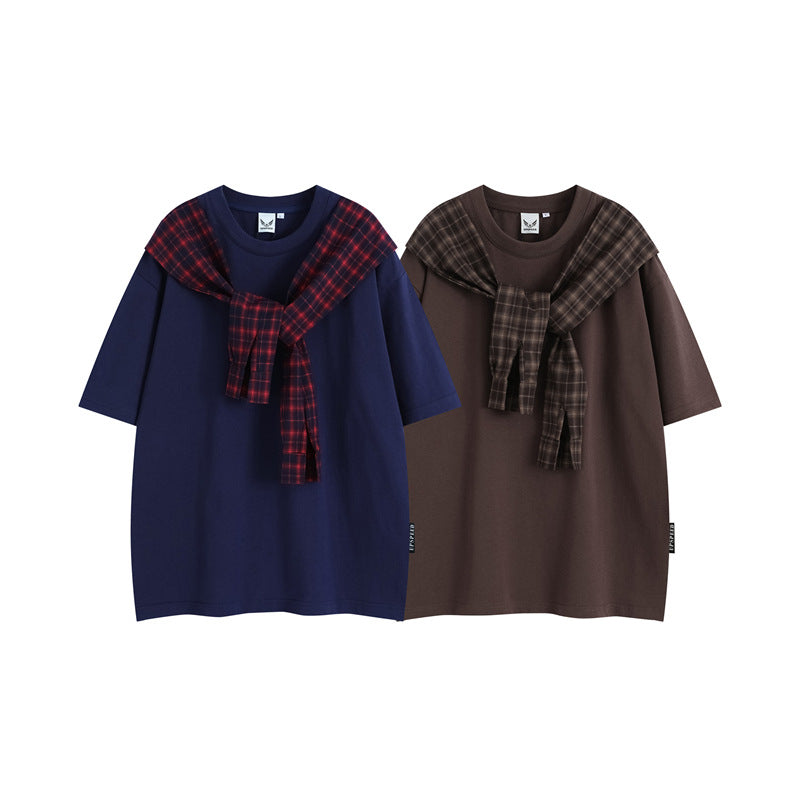 Stone Wash T shirt Retro Short Sleeve Casual Loose Top