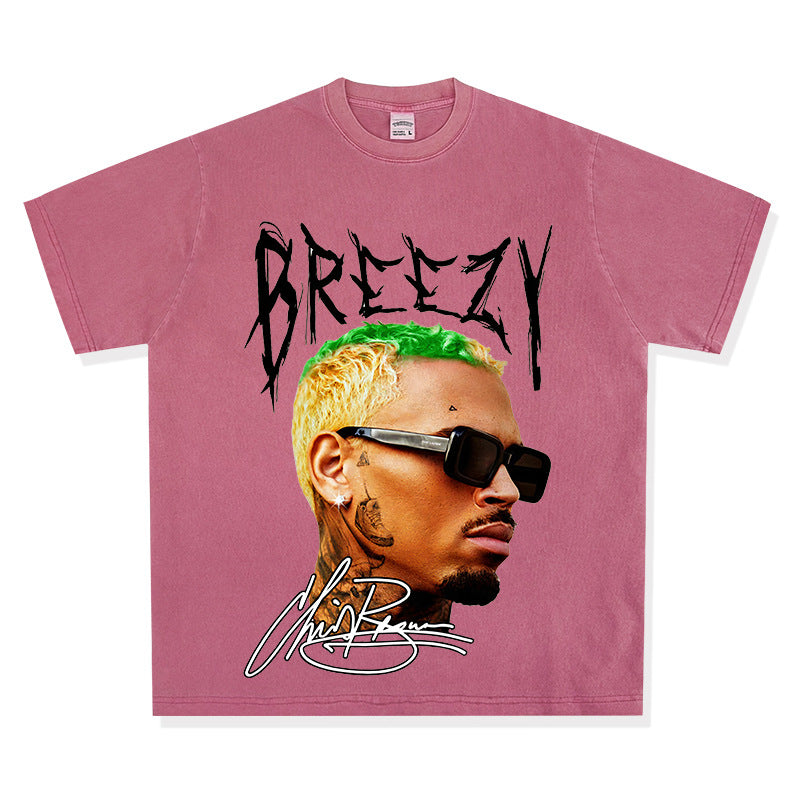 New york hip hop shop vintage brown, print short sleeve t-shirt