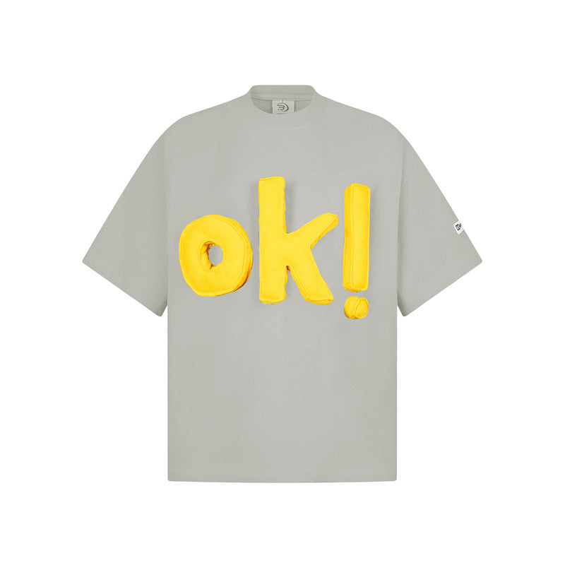 Camisas Retros Vintage OK Alphabet Short Sleeve Men's and Women's T-Shirts