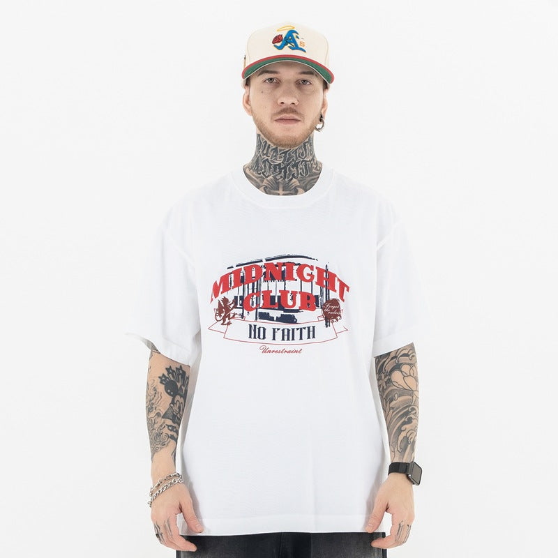 Vintage 90s Hip Hop Clothing Summer Letter Print Loose Casual Crew Neck Short Sleeve T-Shirt
