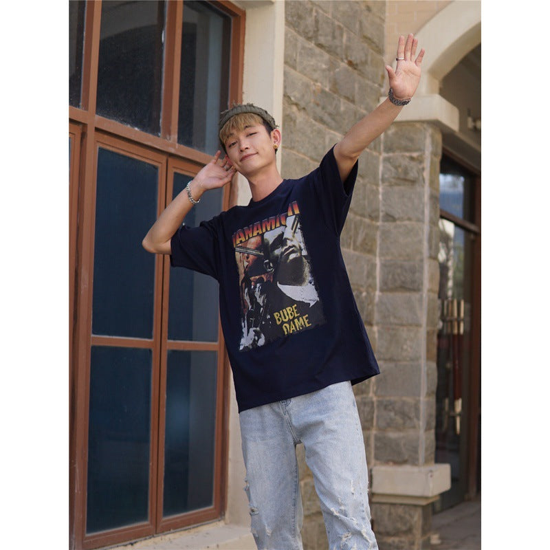 Film Star T Shirt Cotton Short Sleeve Loose American Retro T-shirt