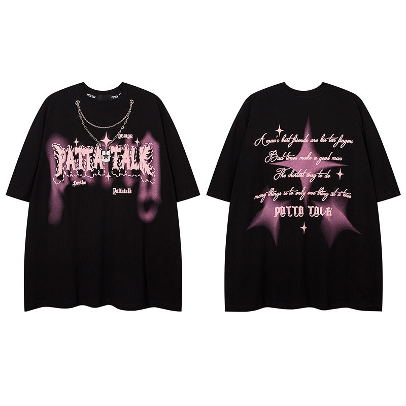 Hip Hop Clothes New York Necklace Print Short Sleeve T-Shirt