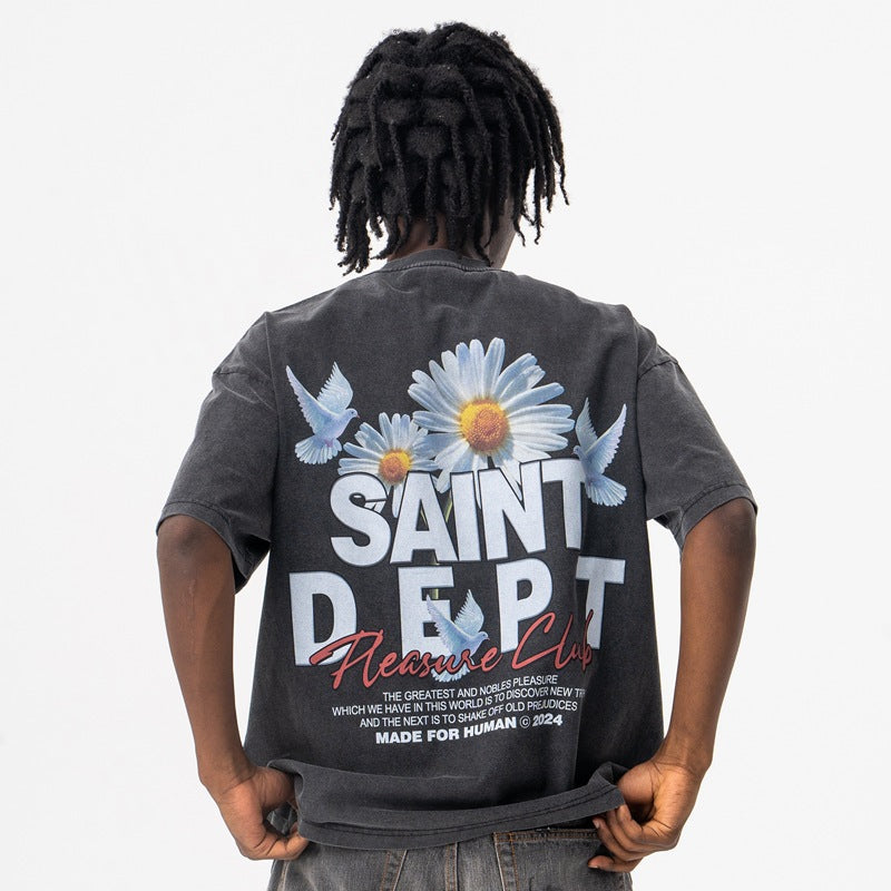 Vic Streetwear Summer Peace Dove Crew Neck Short Sleeve T-Shirt