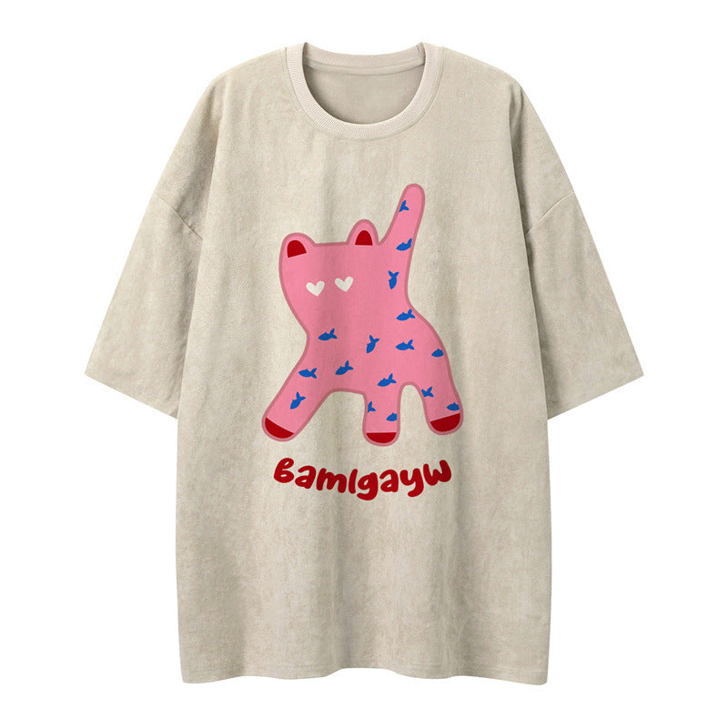 US drip outfits Summer Vintage Gluttony Pussy Casual Loose Short Sleeve T-Shirts