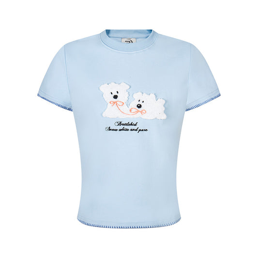 Casual Street Wear Embroidered Short Sleeve T-Shirt