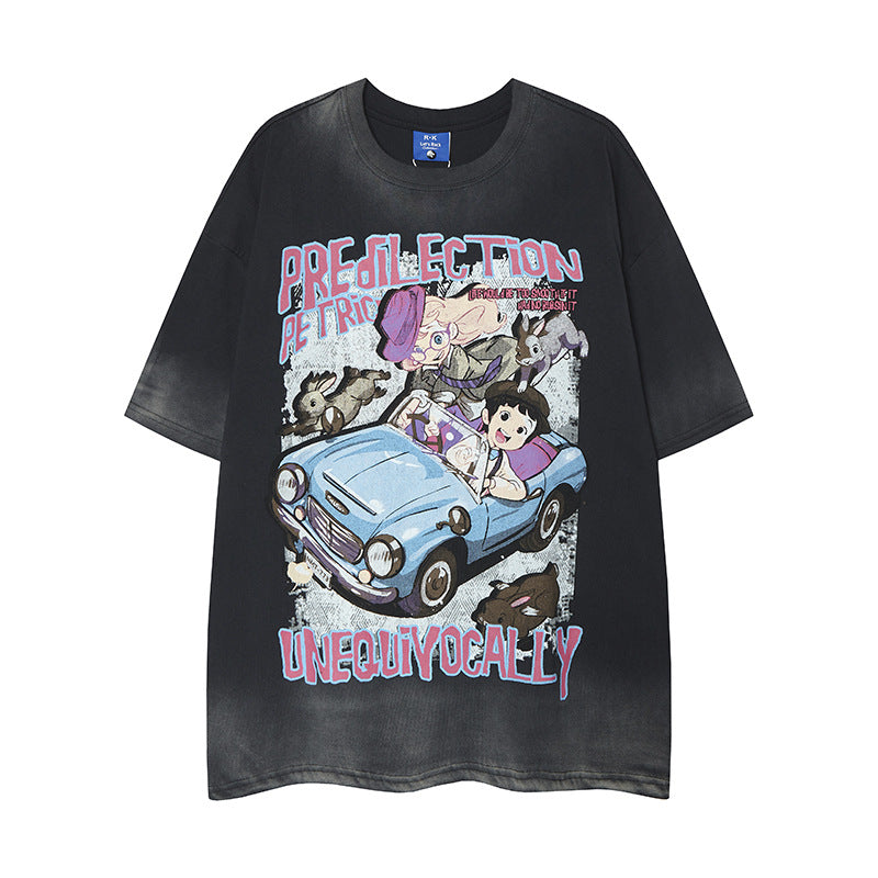 Nyc T Shirt Cartoon Printed Crew Neck Short Sleeve T-Shirt Summer Loose Casual Top