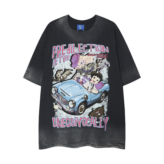 Nyc T Shirt Cartoon Printed Crew Neck Short Sleeve T-Shirt Summer Loose Casual Top