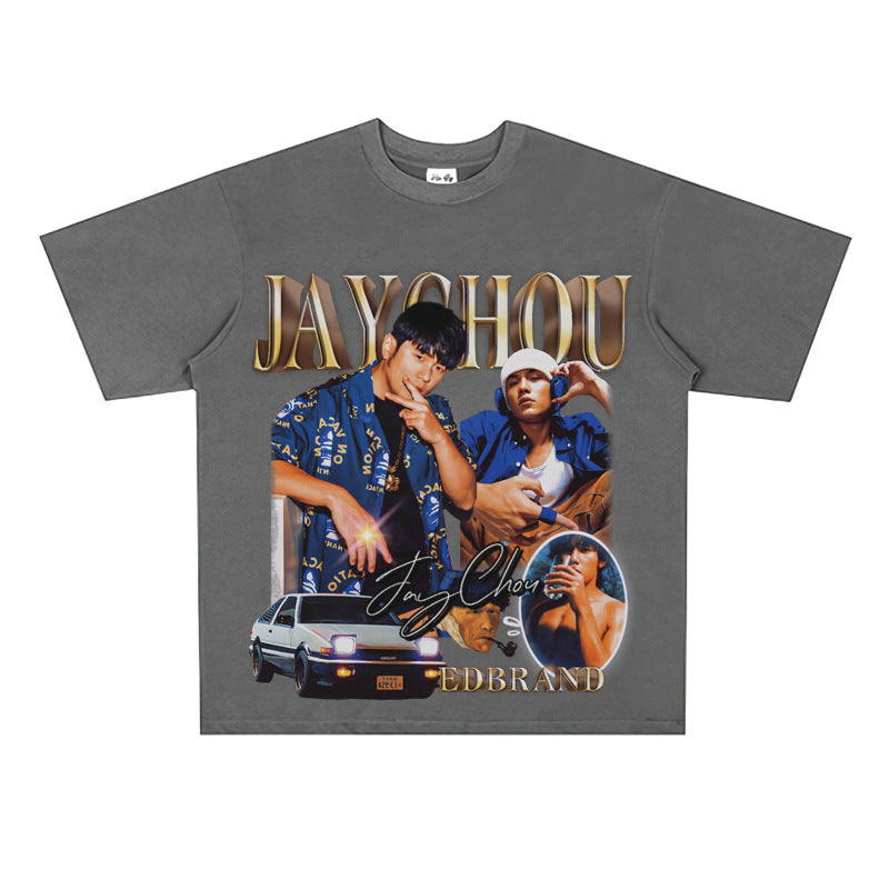Film Star T Shirt Jay Chou Peripheral Loose National Fashion Retro Street Cotton T-shirt