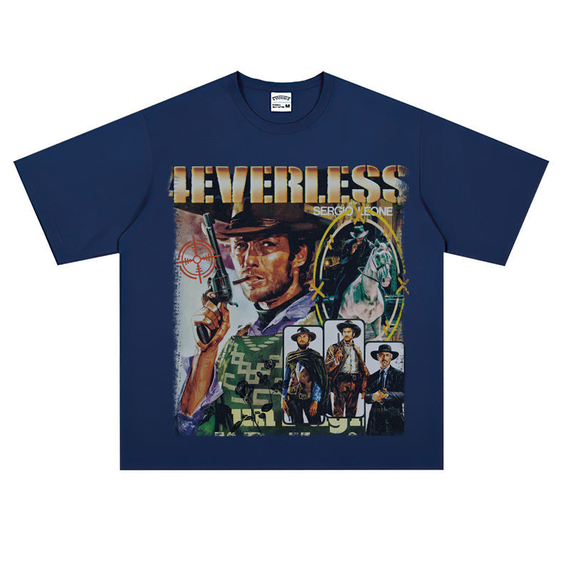 Film Star T Shirt Cotton Short Sleeve Loose Retro Design T-shirt