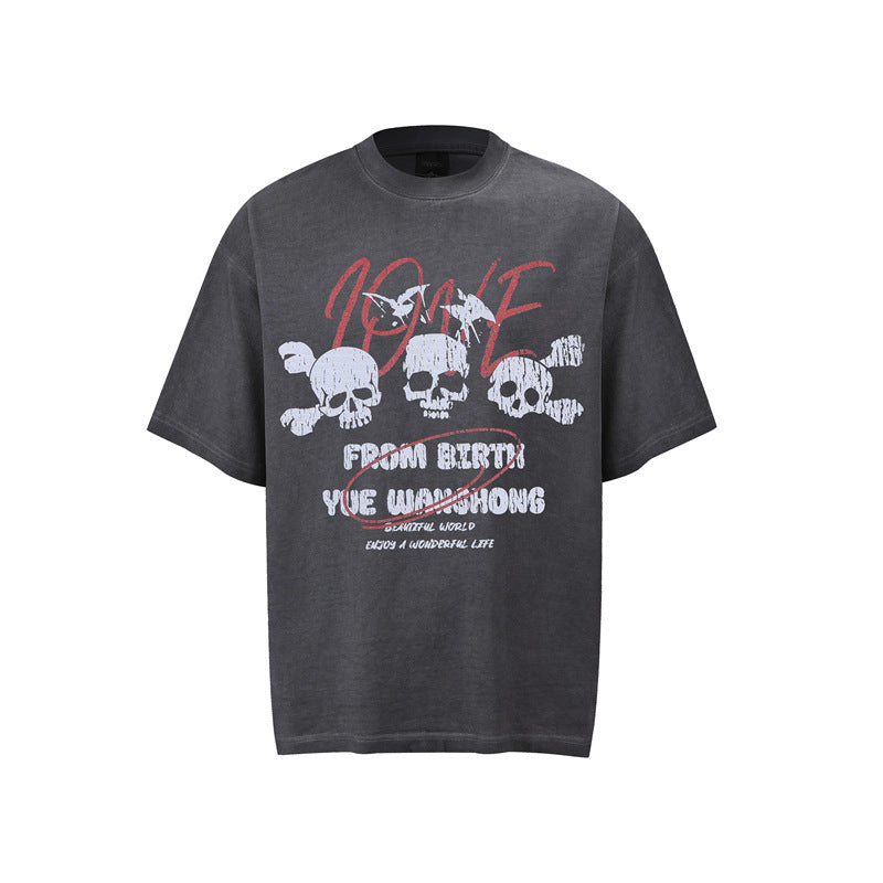 Hip hop clothing new york summer hip hop skull t-shirt short sleeve