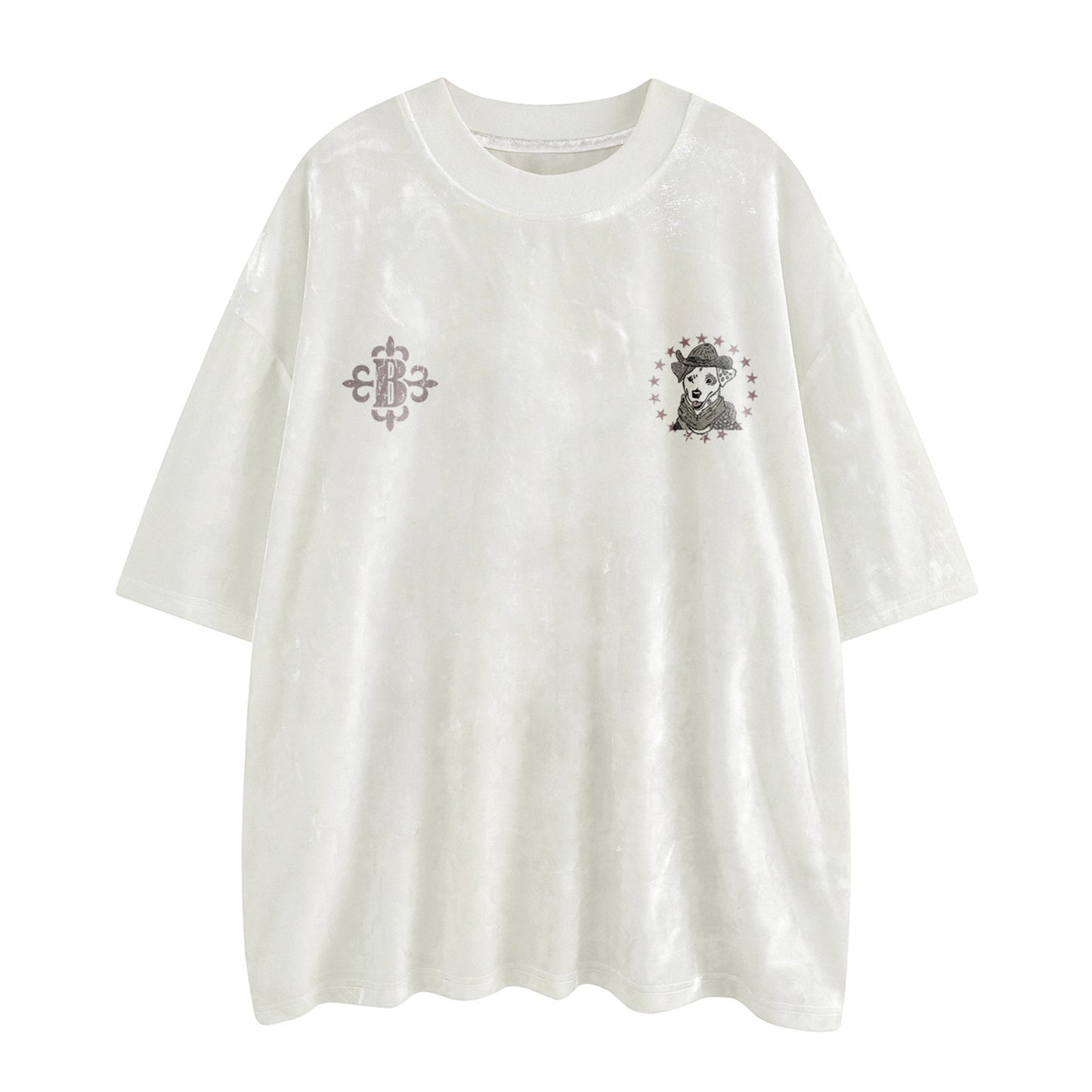 Distorted vintage puppy letter print short sleeve t-shirt summer loose casual top