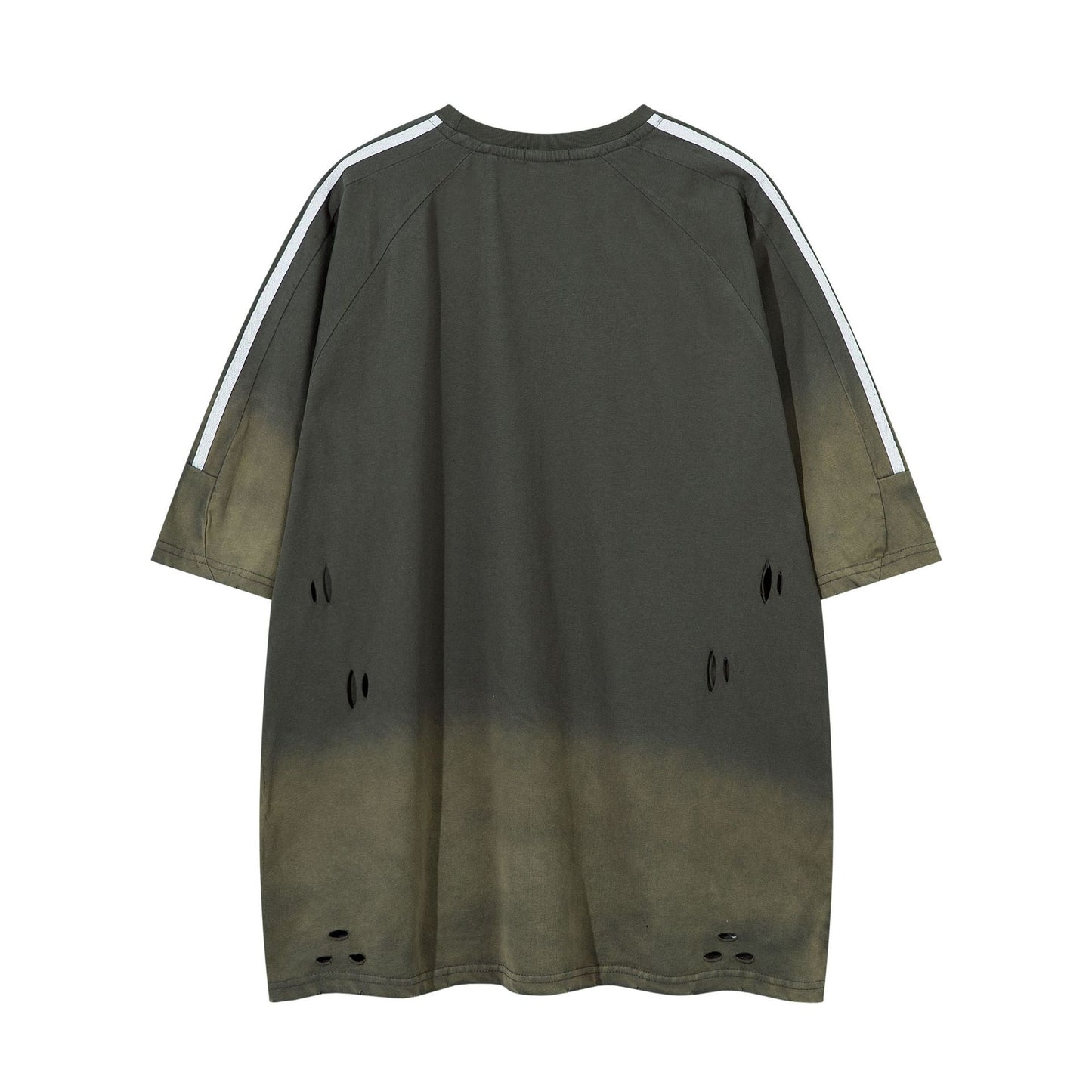 Hip hop shirt summer retro gradual change of color washed old short sleeve T-shirt
